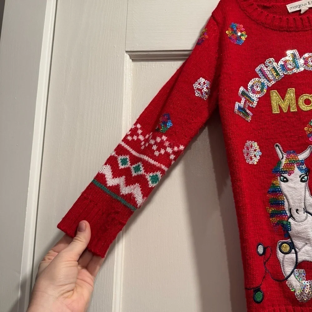 Nordstrom Margaux and Lexi Girls Holiday Magic Unicorn Pegasus Sweater Christmas